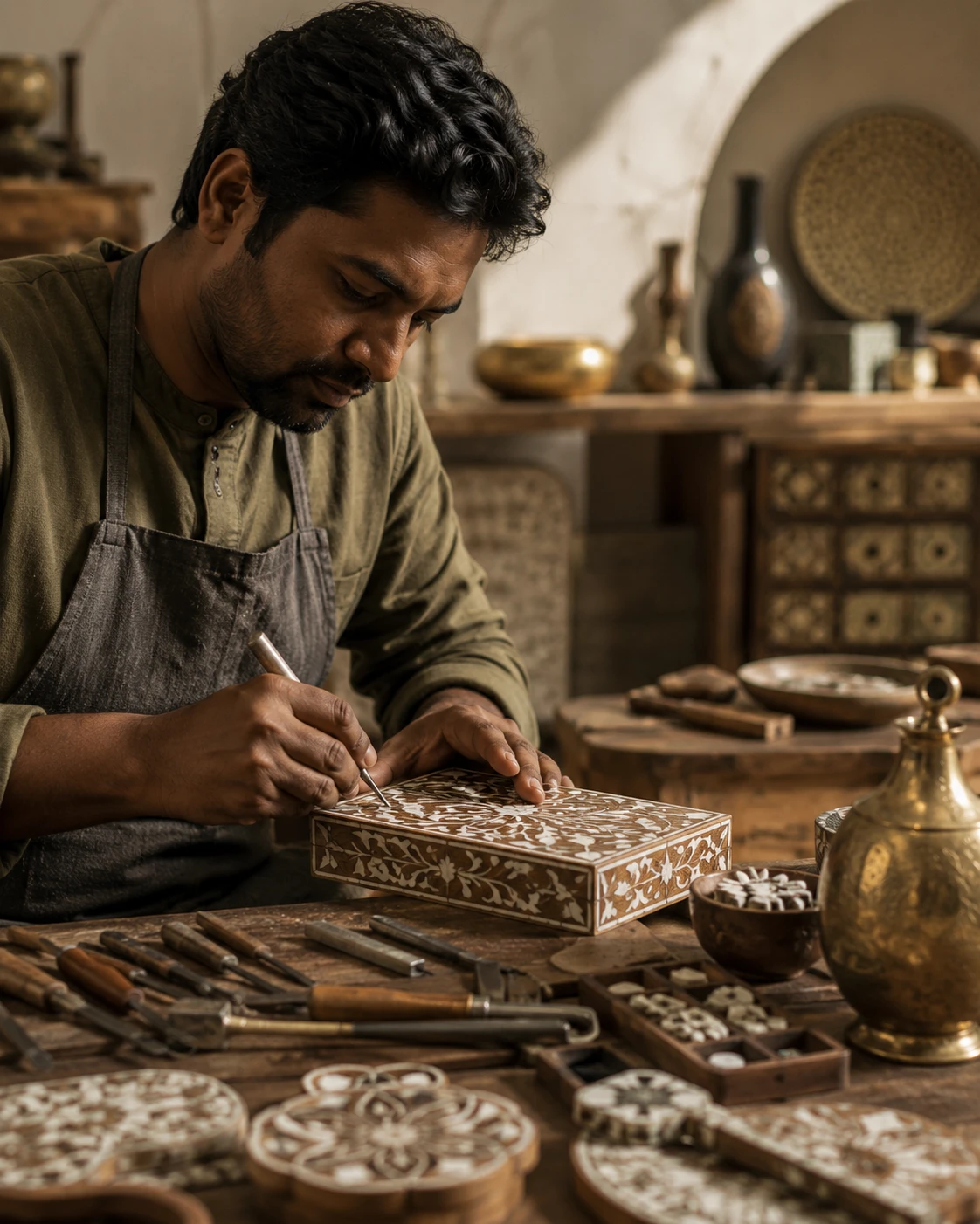 Abbas Khan, Founder of AK Handicrafts, overseeing production
